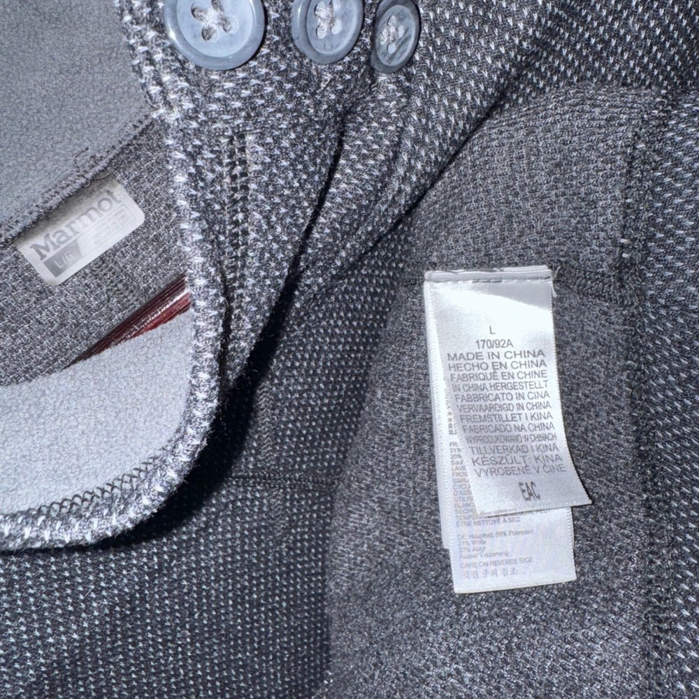 Marmot‎ Addy Pullover Women Lg Charcoal Gray EUC Wool Blend Button Neck Gorpcore - Picture 3 of 12